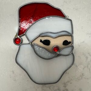 Stained Glass Santa Ornament